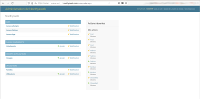 page d'accueil de l'interface administrateur (version noethysweb easy)