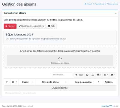 gestion des albums : sélectionner les images