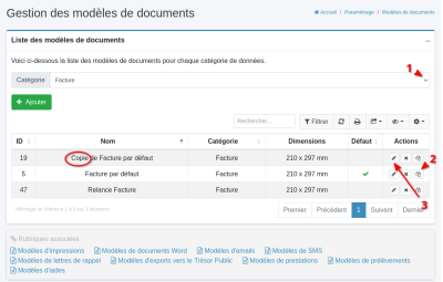 gestion des modèles de facture