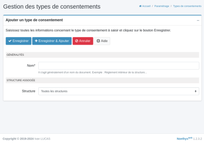 gestion des types de consentement : ajouter un consentement