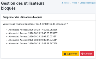 copie d'écran de gestion des utilisateurs bloqués