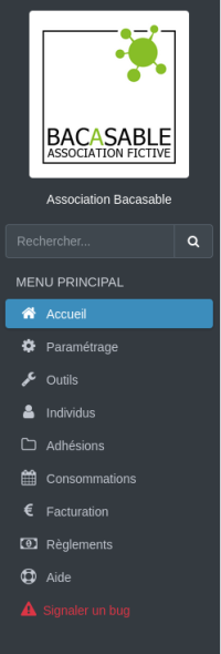 le menu latéral de Noéthysweb