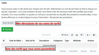 capture d'écran de la fenêtre de choix du tarif à créer