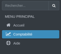 menu utilisateur avec les seuls droits de comptabilité